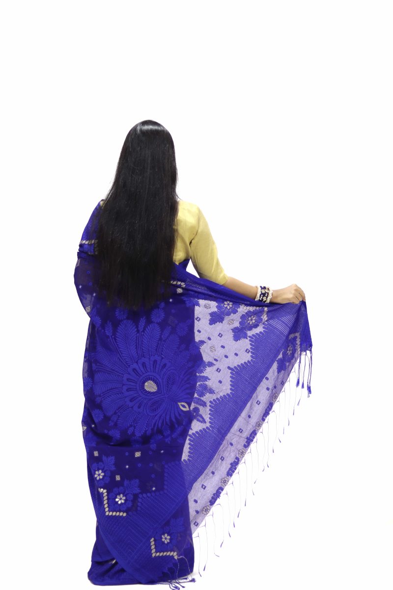 Royal Blue Silver Taj Mahal Half Silk Saree