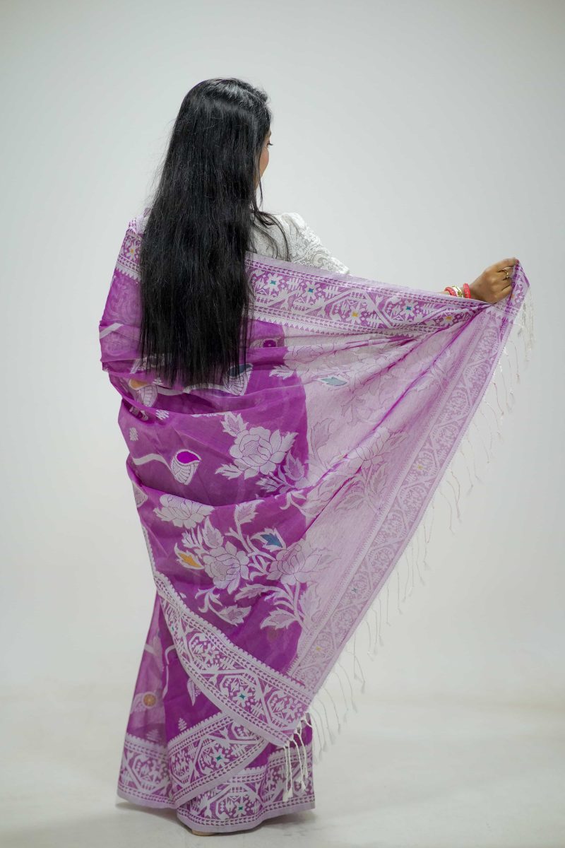 Royal Orchid Dual Tone Meenakari Stain Silk Saree