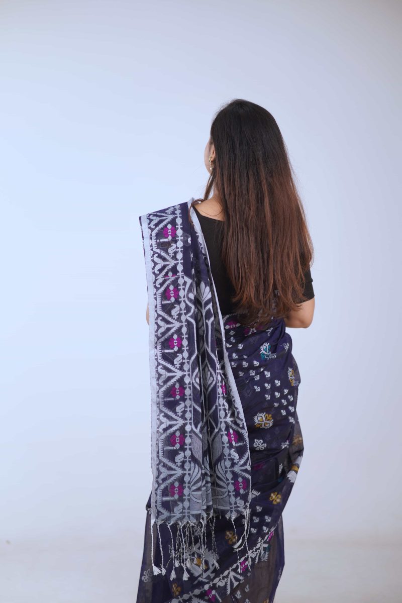 Midnight Blue Dual Tone Meenakari Saree