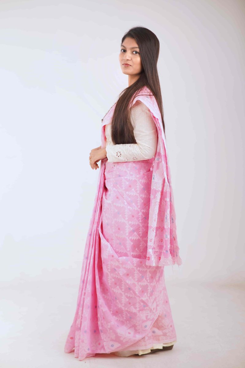 Pink & White Jamdani Cotton