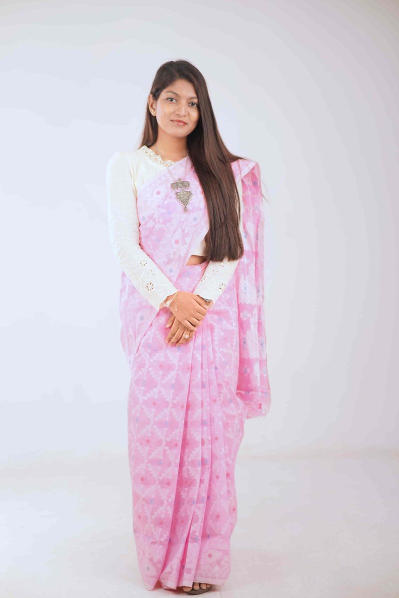 Pink & White Jamdani Cotton