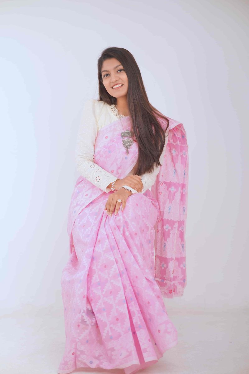 Pink & White Jamdani Cotton